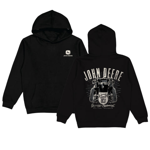 Black John Deere Trade Mark Sunburst Print Hoodie