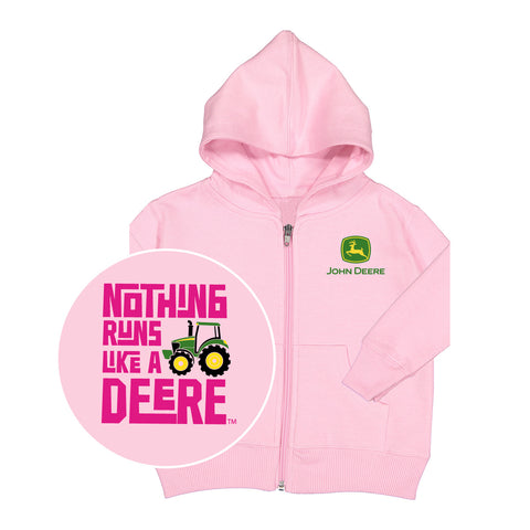 Toddler Pink Nothing Runs Like A Deere Zip Hoodie