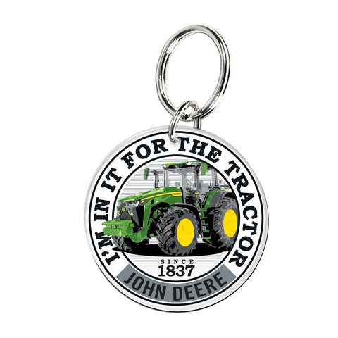White John Deere "I'm In It For The Tractor'' Key Ring