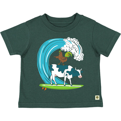 Toddler Surfing Cow & Rooster Short Sleeve Tee